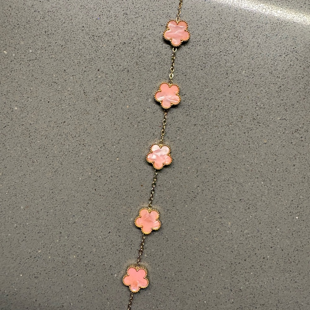 Pink & Gold Clover Bracelet -designer inspired